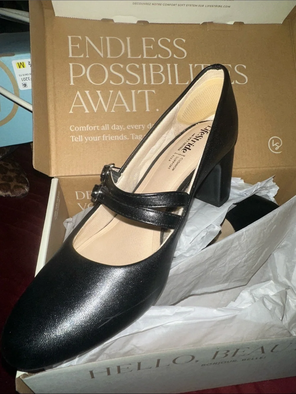 Life Stride Black Double-Strap Block Heel Mary Jane